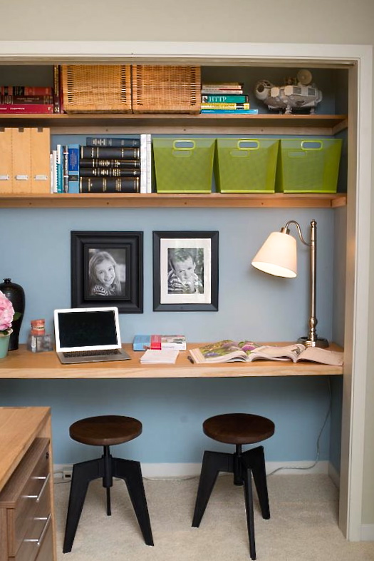 Stylin Finding A Desk Space Where There Is None One Of Your Favorite Colors Use A Piece Clear Stained Plywood Spanning The Space As Desk And Another Couple Half Sheets Above For Some Shelves